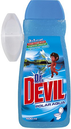 Dr.Devil WC gel Polar aqua 400ml | Čistící, dezinf.prostř., dezodoranty - Přípravky na WC - Závěsy na WC a pissoárové kostky